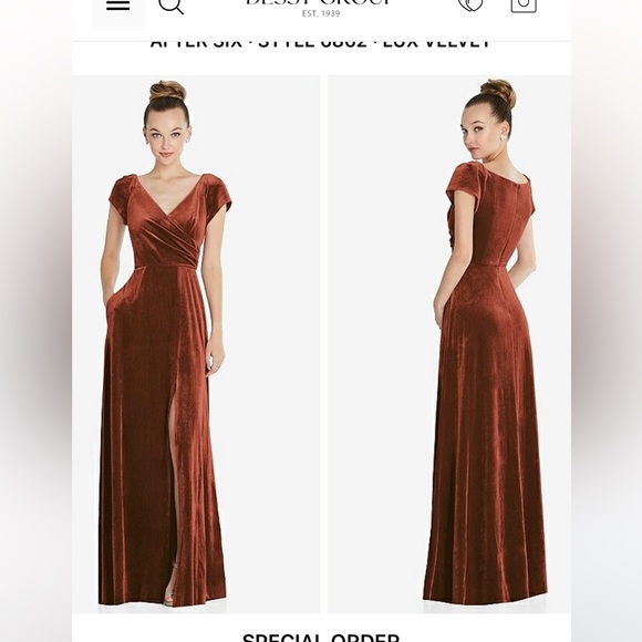 Burnt Orange Velvet Dress - Picture 6 of 6